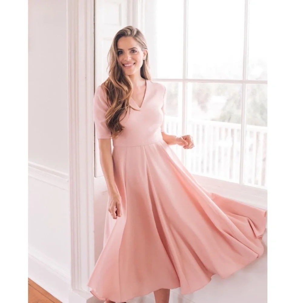 Gal Meets Glam Collection Edith City Crepe Fit & Flare Midi Dress Size 00